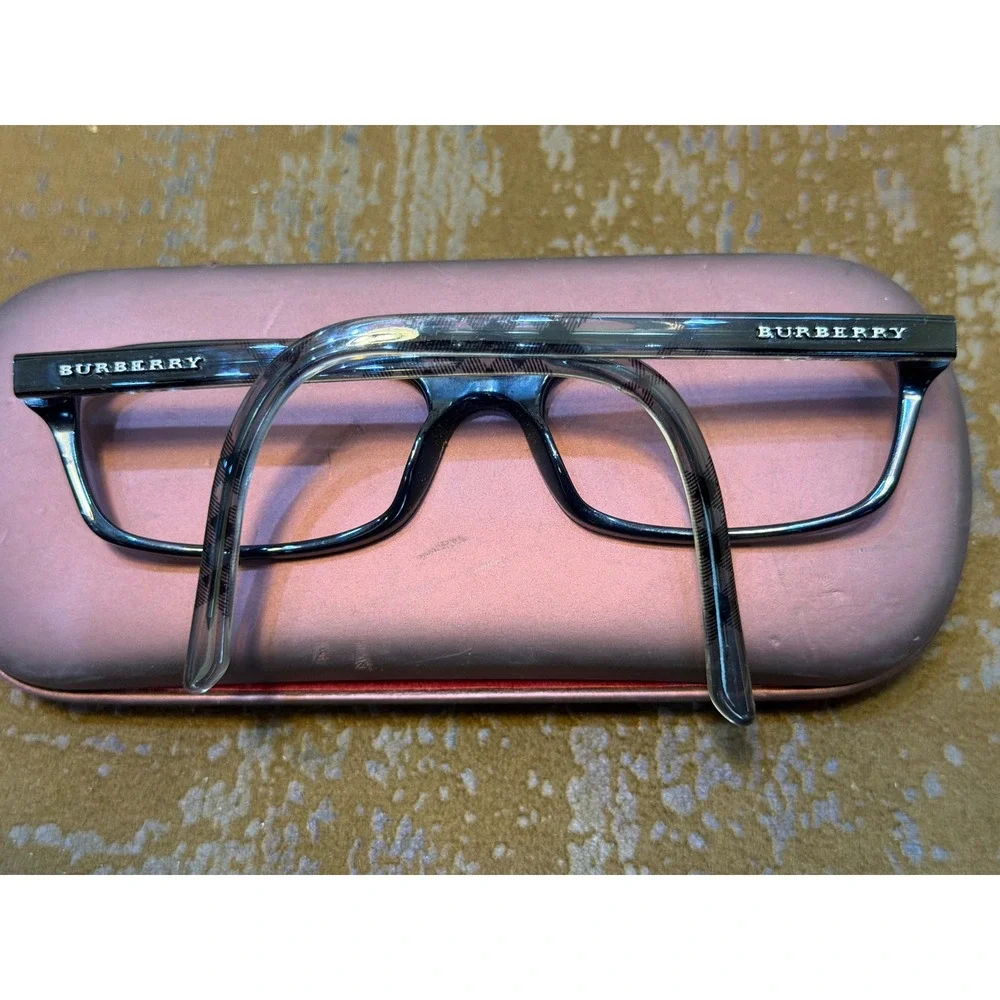 Burberry B 2073 3164 Grey Check Rectangular Eyeglasses Frames Italy 53-16-135